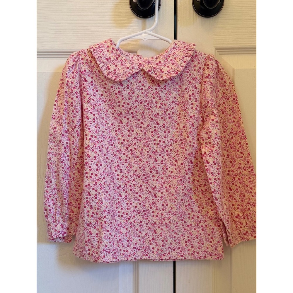 EUC Little English girls pink ditsy floral flannel shirt size 5
